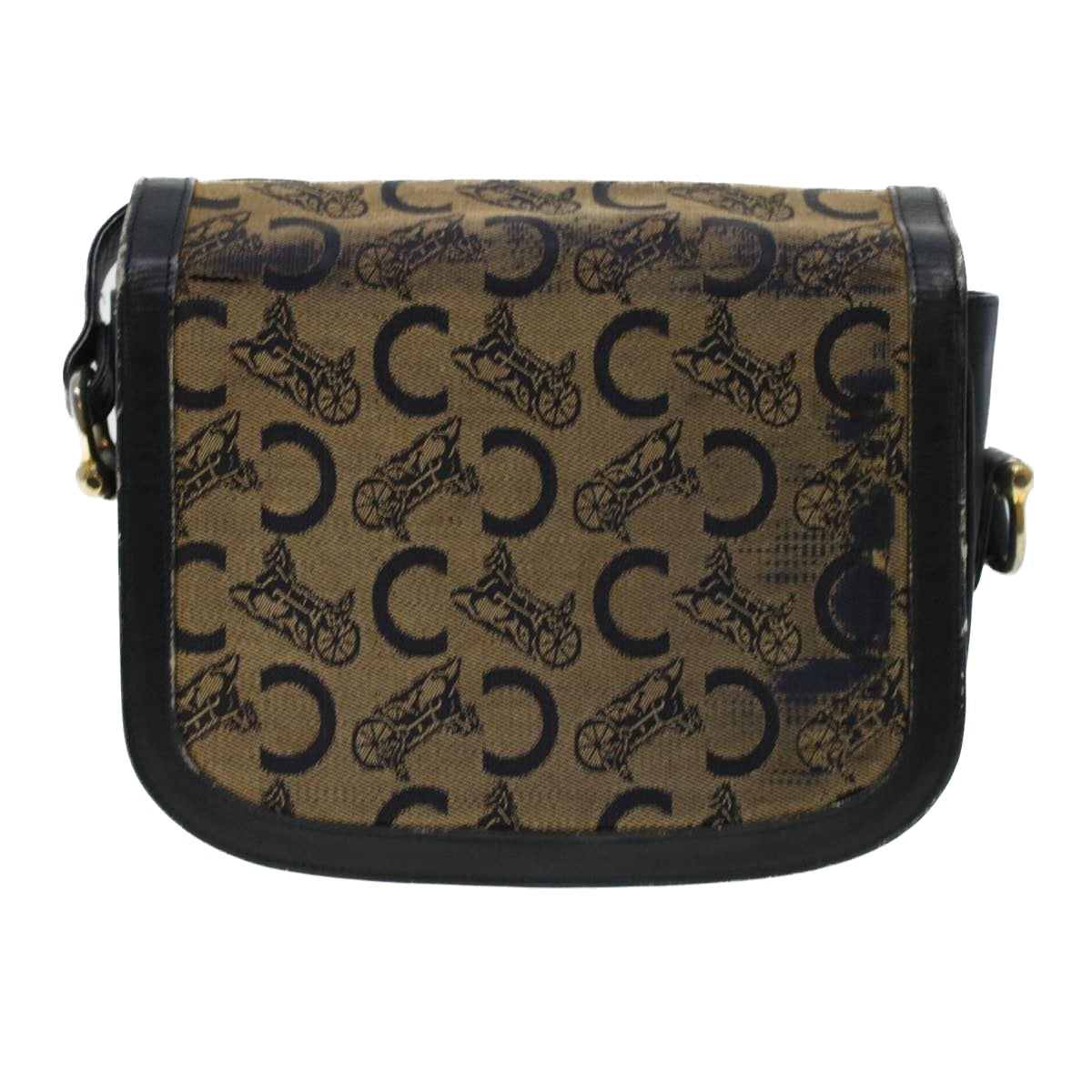 Luxury CELINE C Macadam Canvas Shoulder Bag Navy 5114