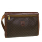 Luxury CELINE Macadam Canvas Clutch Bag PVC Leather Brown 5211