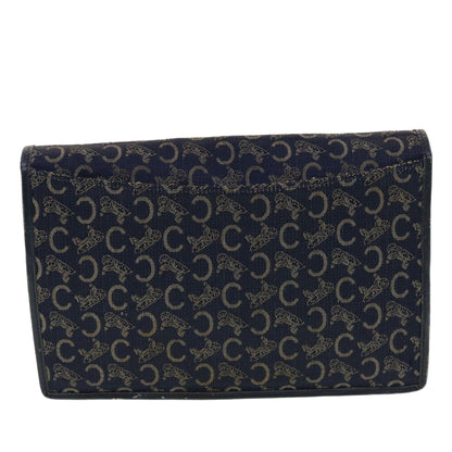 Luxury CELINE C Macadam Canvas Clutch Shoulder Bag 2Set Beige Navy 5756