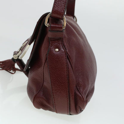 Luxury CELINE Fringe Shoulder Bag Leather Red 5797