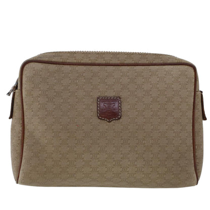 Luxury CELINE Macadam Canvas Clutch Bag PVC Leather 2Set Beige Brown 6264