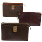 Luxury CELINE Cartier Macadam Canvas Clutch Bag Leather 3Set Wine Red Brown 6276