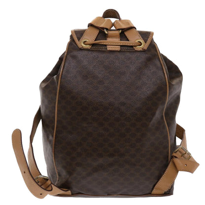 Luxury CELINE Macadam Canvas Backpack PVC Leather Brown 6391