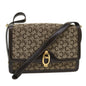 Luxury CELINE C Macadam Canvas Shoulder Bag Canvas Leather Beige Dark Brown 6694