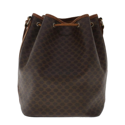 Luxury CELINE Macadam Canvas Shoulder Bag PVC Leather Brown 6871