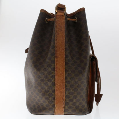 Luxury CELINE Macadam Canvas Shoulder Bag PVC Leather Brown 6871