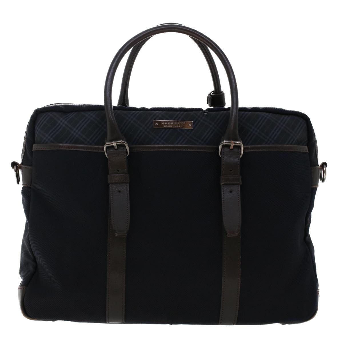 Burberry Label Auth Nylon Black Handbag