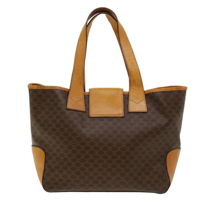 Luxury CELINE Macadam Canvas Shoulder Bag PVC Leather Brown 7113