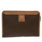Luxury CELINE Macadam Canvas Clutch Bag PVC Leather Beige Brown 7212