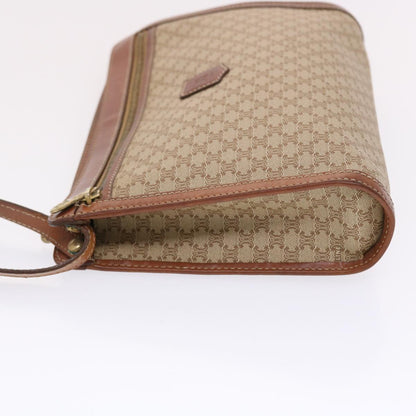 Luxury CELINE Macadam Canvas Clutch Bag PVC Leather Beige Brown 7213
