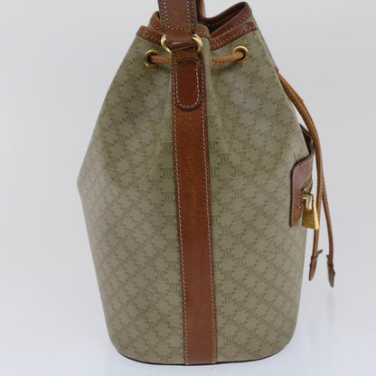 Luxury CELINE Macadam Canvas Shoulder Bag PVC Leather Beige Brown 7489