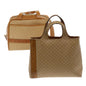 Luxury CELINE Macadam Canvas Hand Bag PVC Leather 2Set Beige Brown 7502