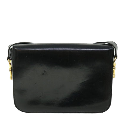 Luxury CELINE Shoulder Bag Leather Black 7529