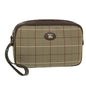 Luxury BurberrySs Nova Check Clutch Bag Canvas Leather Brown Auth bs7645