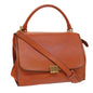 Luxury CELINE Shoulder Bag Leather 2way Orange 7869