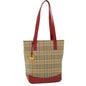 Luxury Burberry Nova Check Tote Bag Canvas Leather Red Beige black Auth bs8128