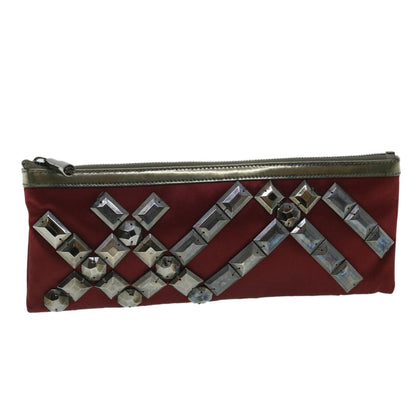 Burberry Satin Auth Red Clutch Bag