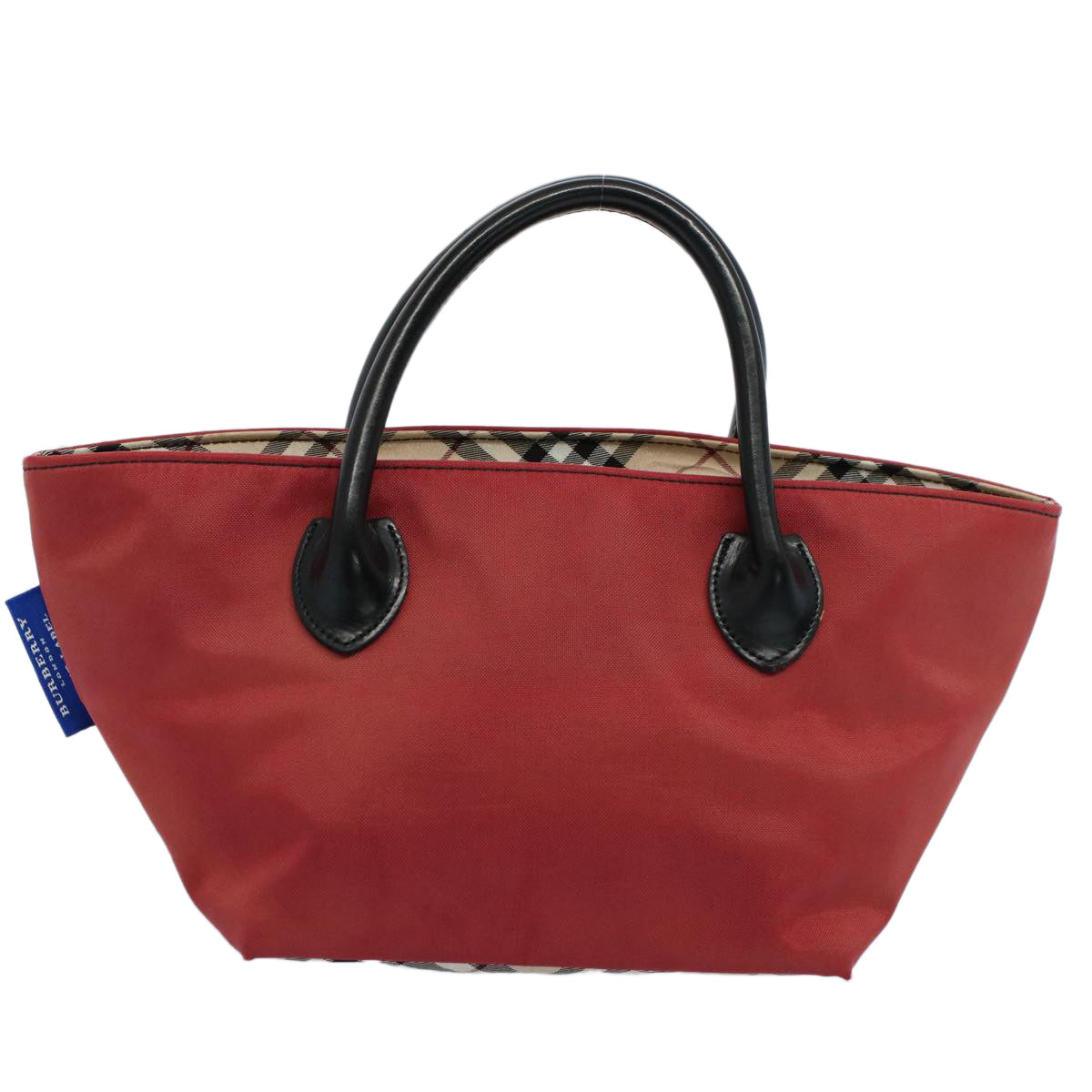 Burberry Label Auth Nylon Red Handbag