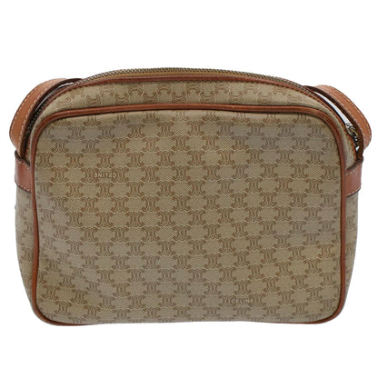 Luxury CELINE Macadam Canvas Shoulder Bag Leather Beige 8427