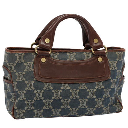 Luxury CELINE Paris Macadam Canvas Hand Bag Blue 8431