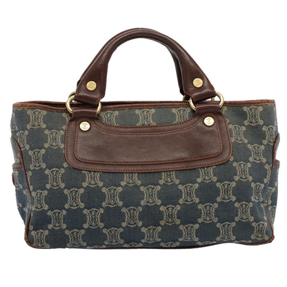 Luxury CELINE Paris Macadam Canvas Hand Bag Blue 8431
