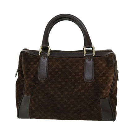 Luxury CELINE Macadam Canvas Boston Bag Leather Brown 8433