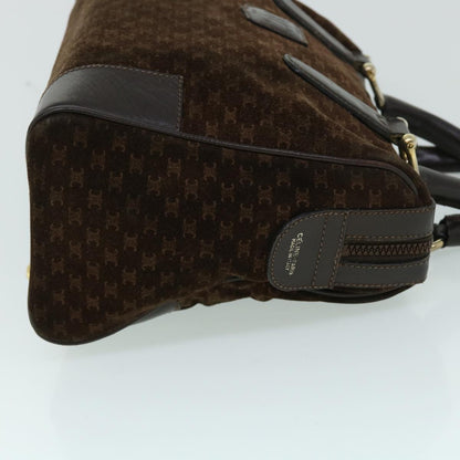 Luxury CELINE Macadam Canvas Boston Bag Leather Brown 8433