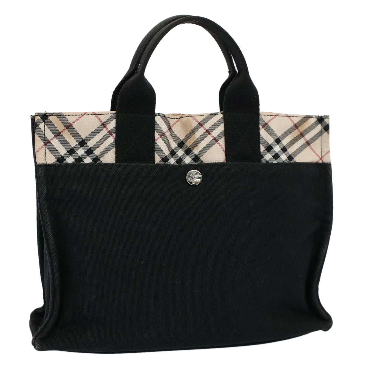Burberry Label Auth Canvas Black Tote Bag