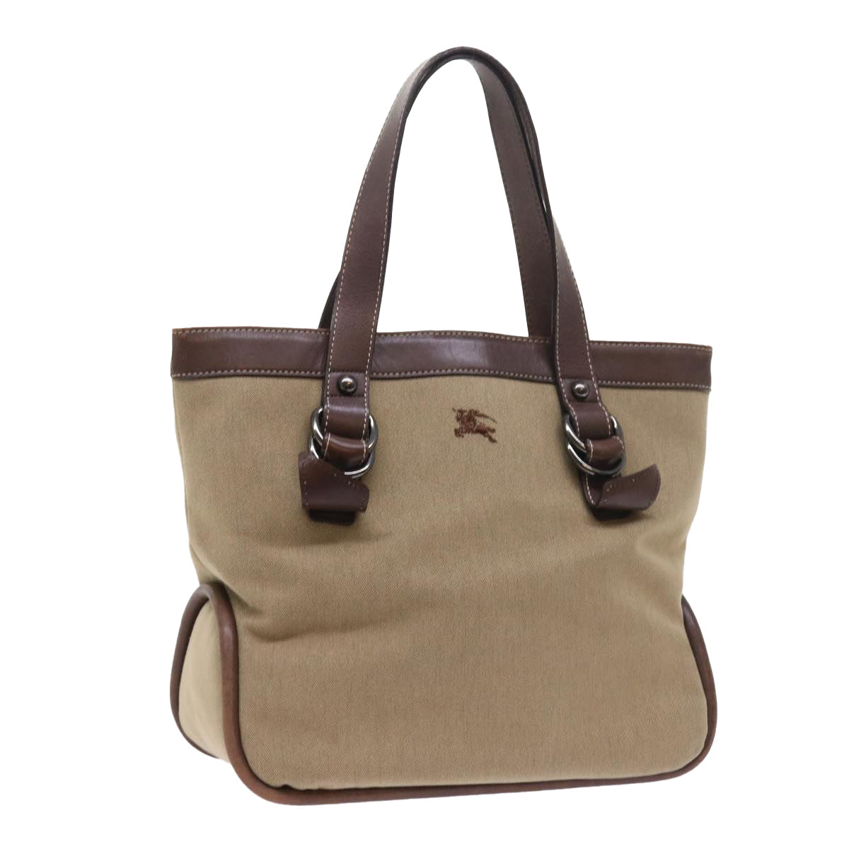 Burberry Label Auth Leather Brown Tote Bag