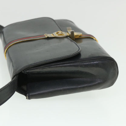 Luxury CELINE Horse Carriage Shoulder Bag Leather Navy 8618
