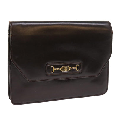 Luxury CELINE Clutch Bag Leather Brown 8620