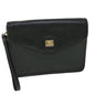 Luxury BurberrySs Clutch Bag Leather Black Auth bs8730