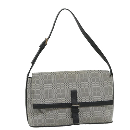 Luxury Burberry Shoulder Bag Canvas Gray Auth bs9261