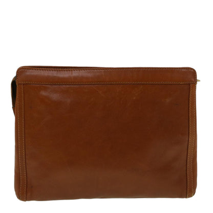 Luxury CELINE Clutch Bag Leather Brown 9584