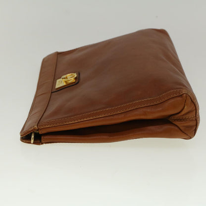 Luxury CELINE Clutch Bag Leather Brown 9584