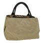 Luxury Burberry Nova Check Hand Bag Nylon Beige Auth bs9792
