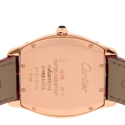 18K Pink Gold Alligator 31mm Tortue Manual Winding Watch Burgundy
