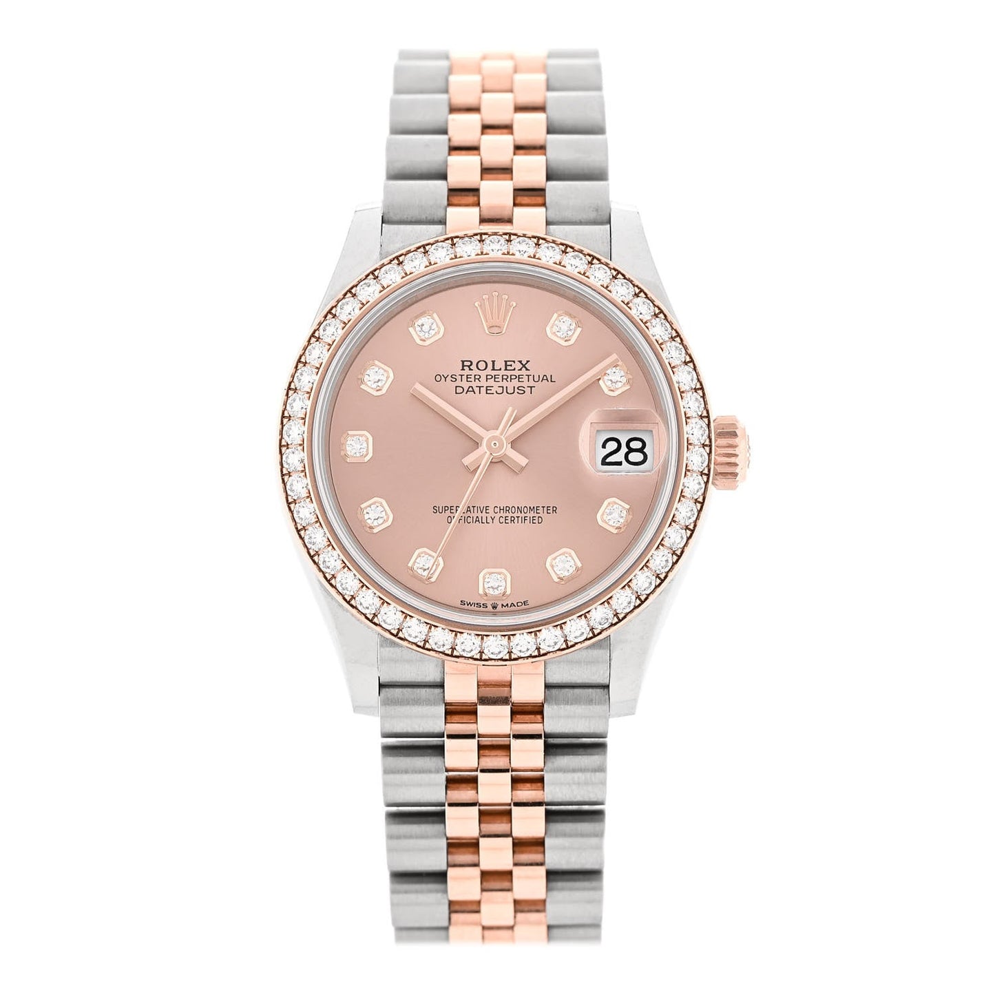Stainless Steel 18K Everose Gold Diamond 31mm Oyster Perpetual Datejust Watch Pink 278381RBR