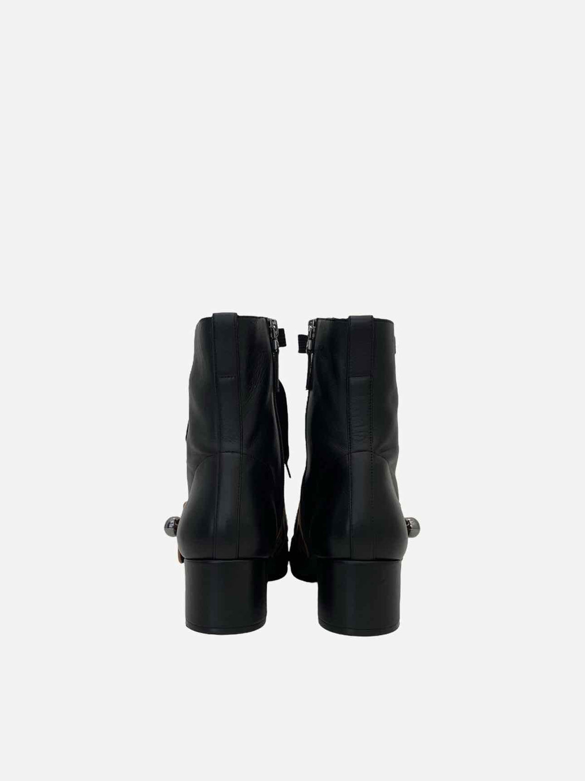 FENDI Lace Up Black FF Motif Size EU 39 Ankle Boots Rovelle Bags