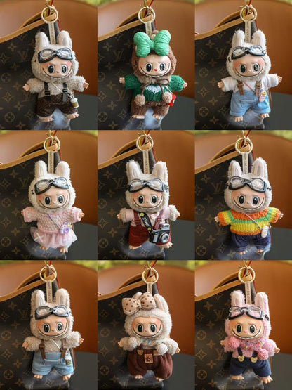 (Baby + clothes) Sitting party baby clothes plush vinyl face doll bag pendant girl gift