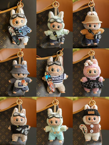 (Baby + clothes) Sitting party baby clothes plush vinyl face doll bag pendant girl gift