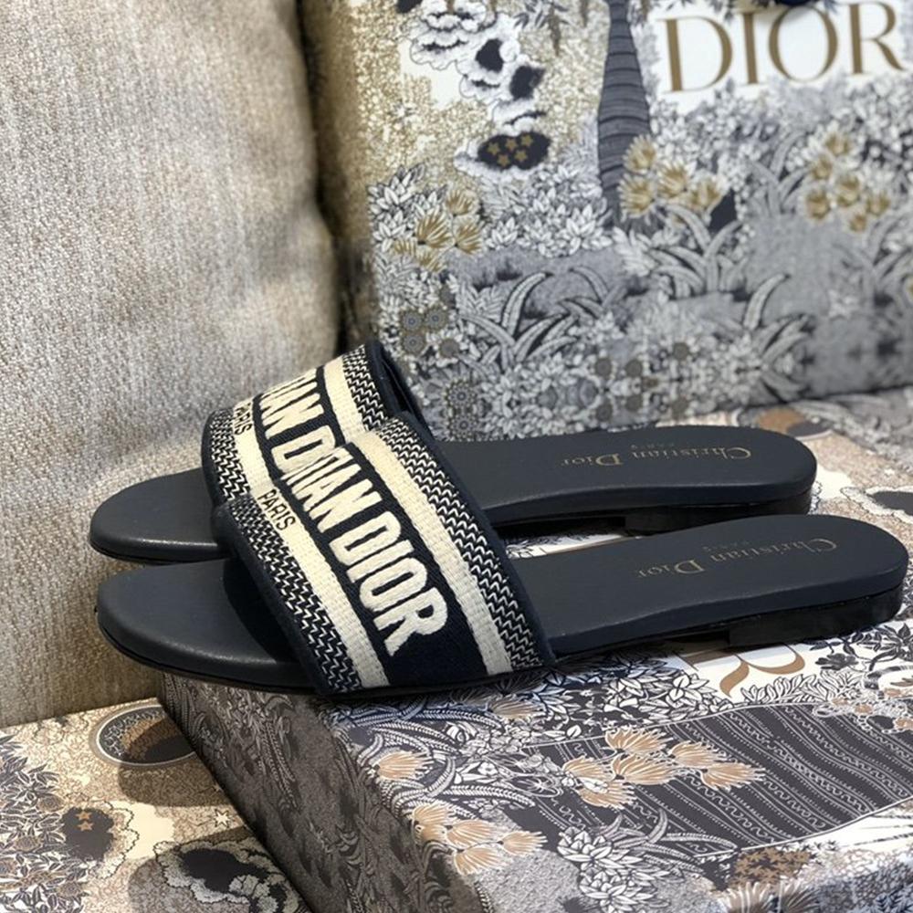 Dior Black Fabric Dway slides