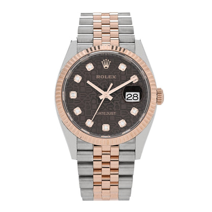 Stainless Steel 18K Everose Gold Diamond 36mm Oyster Perpetual Datejust Watch Chocolate Jubilee 126231