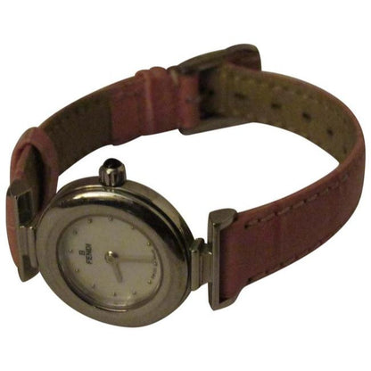 Fendi Satin Mother Of Pearl Pink Stainless Steel Submarine Mop Face And Crocodile Band Watch