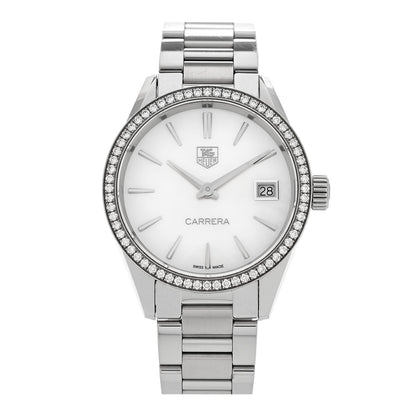 Stainless Steel Diamond Bezel Mother of Pearl 32mm Carrera Lady Quartz Watch WAR1315-0