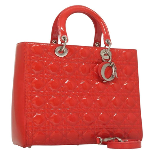 Christian Dior Lady Dior Patent Patent Leather Red Patent_Leather Bag () Rovelle Bags