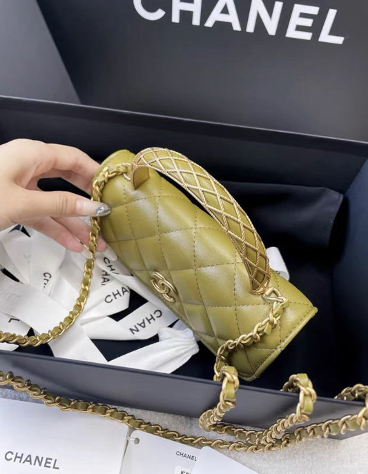 Chanel Luxury Leather Gold Handbag Style 14 Rovelle Bags
