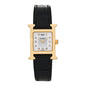 Stainless Steel Alligator Diamond Mother of Pearl 17.2mm Heure H Hour Quartz Watch Noir
