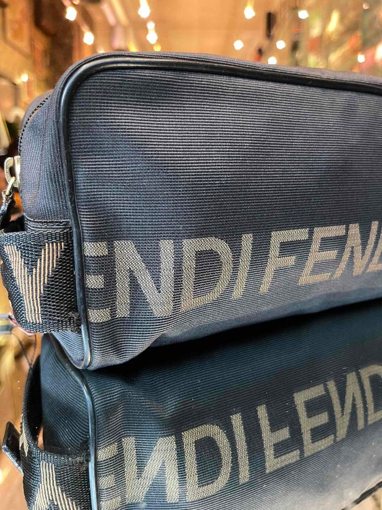 Fendi Canvas Logo Travel Zip Pouch Rovelle Bags