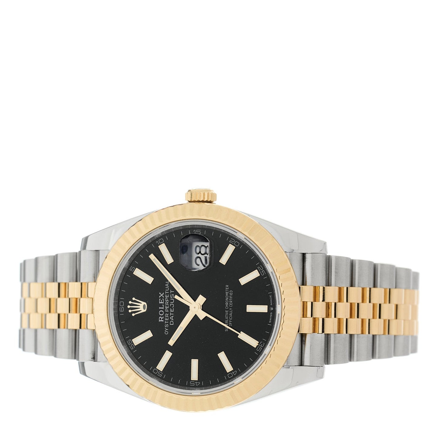 Stainless Steel 18K Yellow Gold 41mm Oyster Perpetual Datejust Watch Black 126333